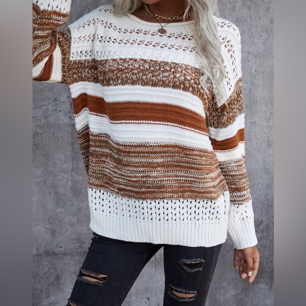 SHEIN Essnce Striped Pattern Drop Shoulder Sweater, Sold out in many sizes